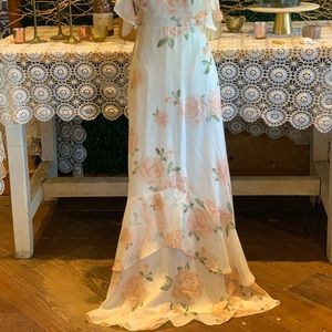 Ivory Floral Print Dress